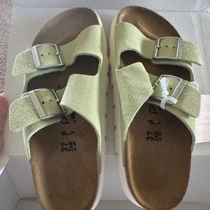 Birkenstock Light Green Suede Sandals
